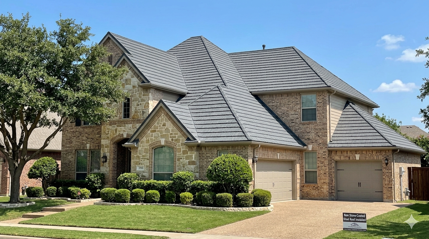 Stone-coated steel metal roof tiles
